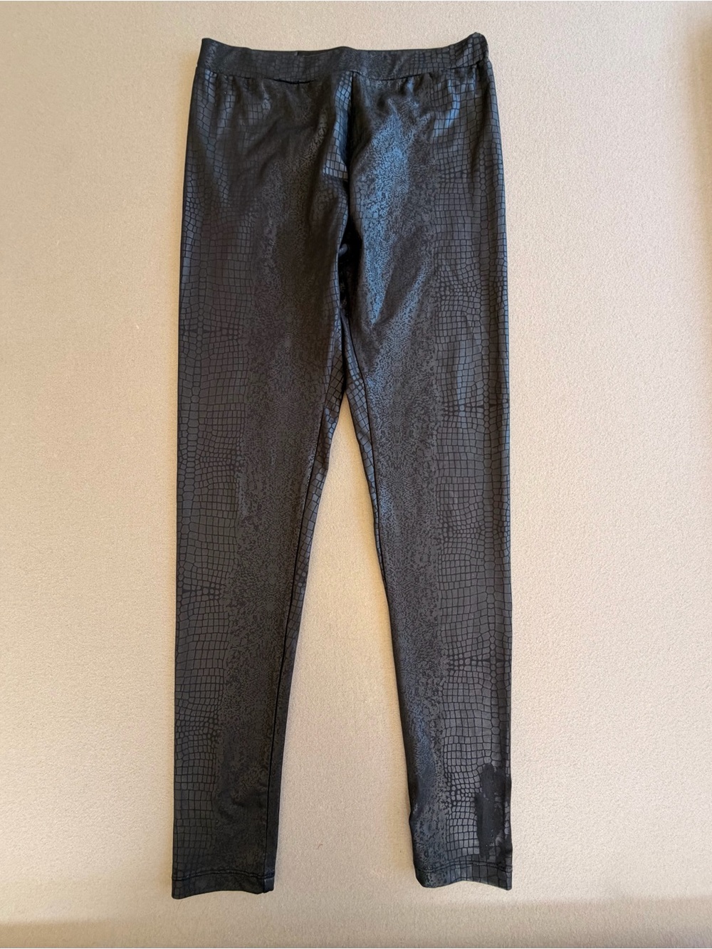 Kardashian Kollection Black Croc-Print Leggings Size Medium leather like look